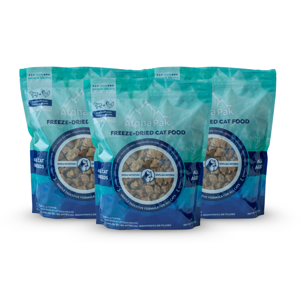 AlphaPak Freeze-Dried Cat Food - Beef & Chicken Blend - 3 Bags